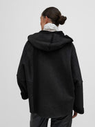 La Haine Inside Us Jacket One Size Oversize Faux Sheepskin Hoodie in Black