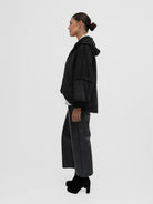 La Haine Inside Us Jacket One Size Oversize Faux Sheepskin Hoodie in Black