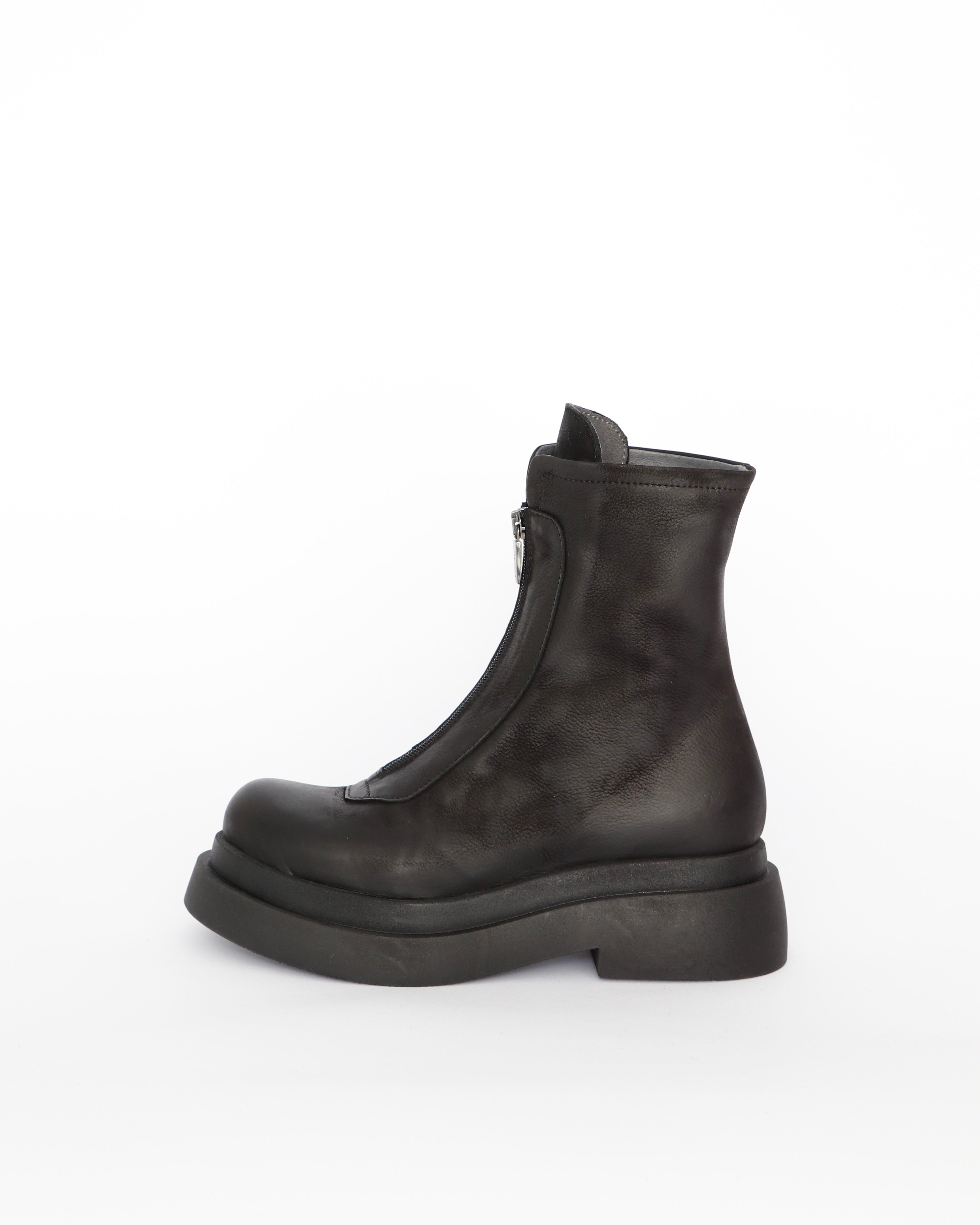 Lofina Boots Gasoline Nero Short Zip Front Boots