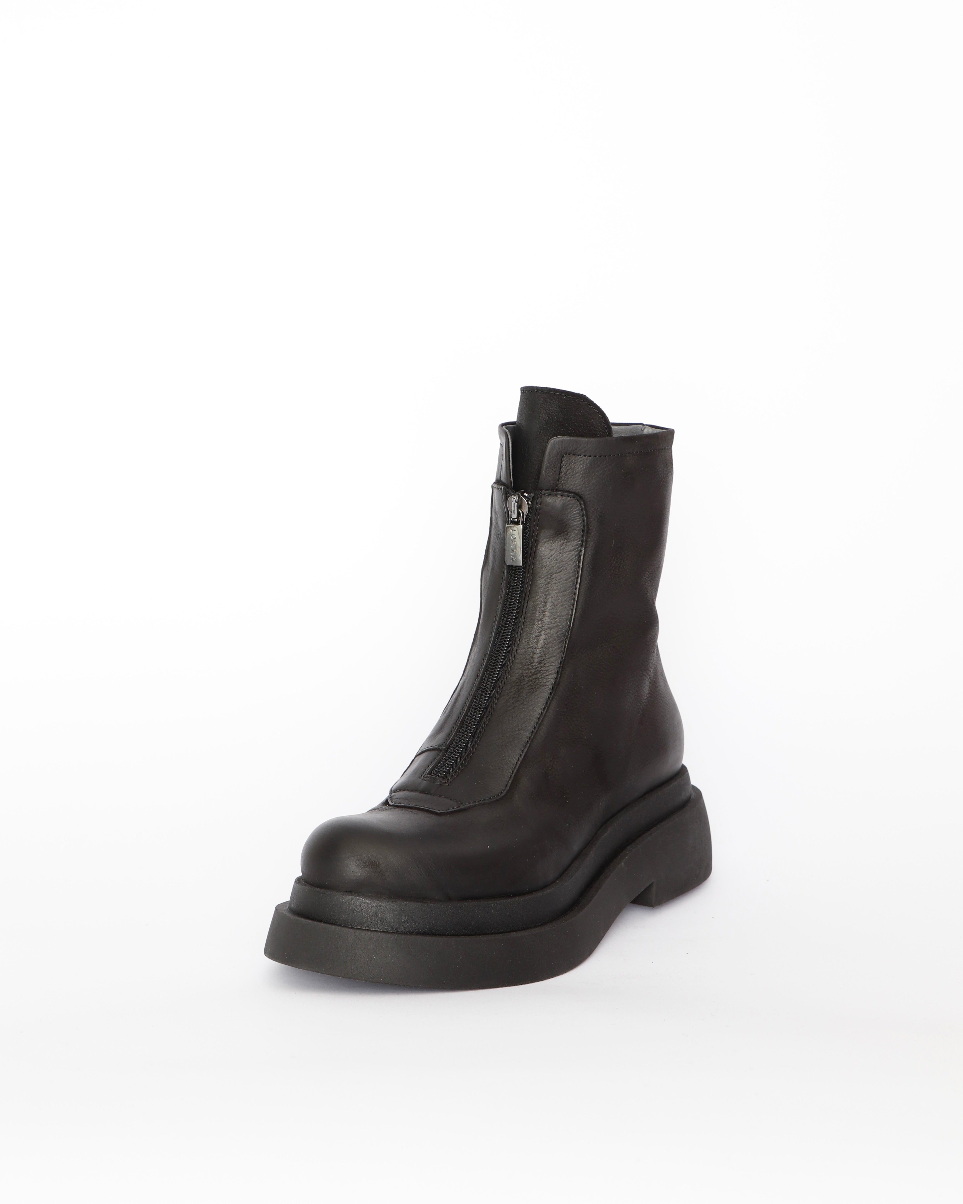 Lofina Boots Gasoline Nero Short Zip Front Boots