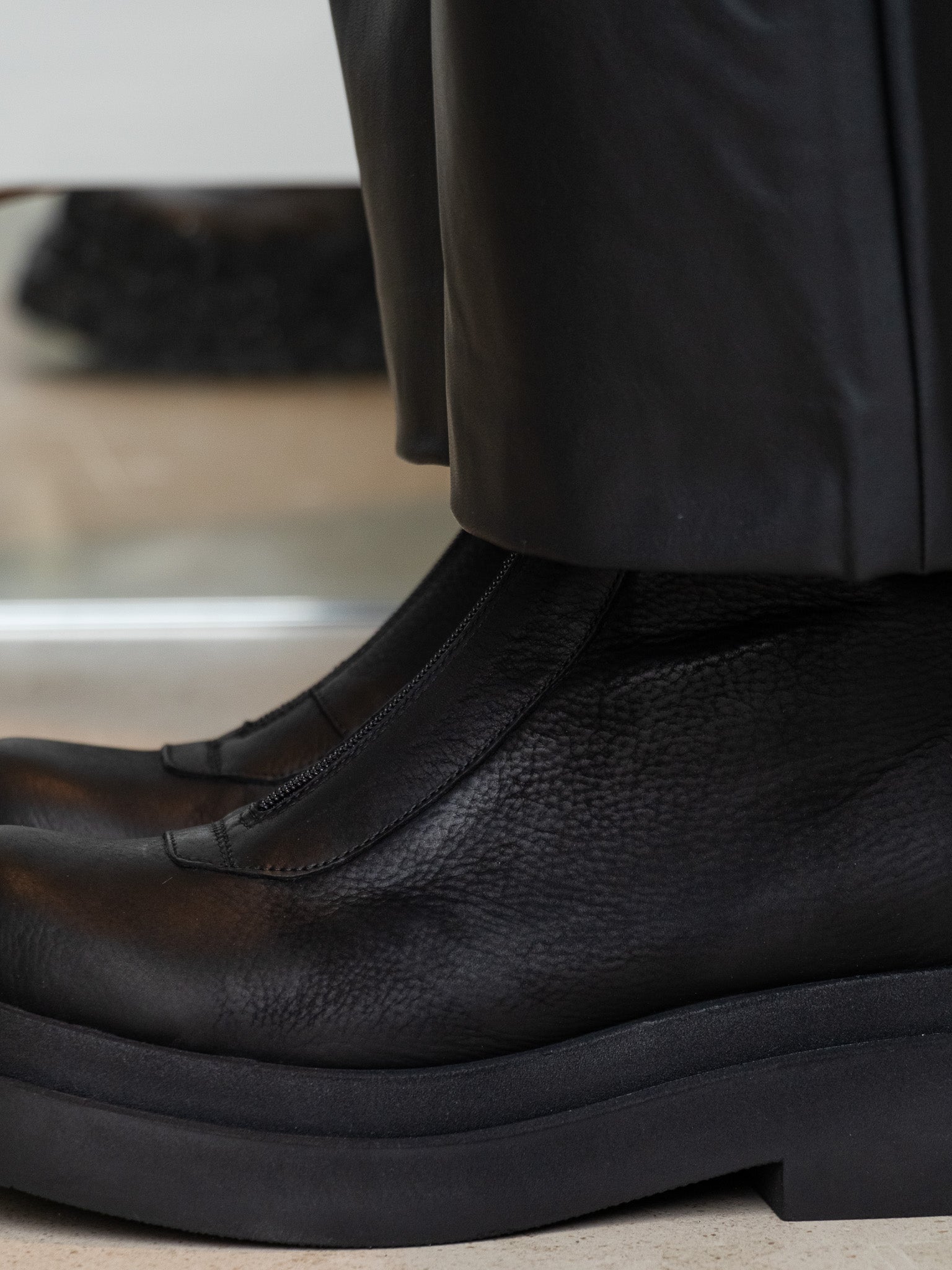 Lofina Boots Gasoline Nero Short Zip Front Boots
