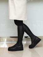 Lofina Boots Long Under-Knee Boots with Fitted Stretch Leg & Back Zipper