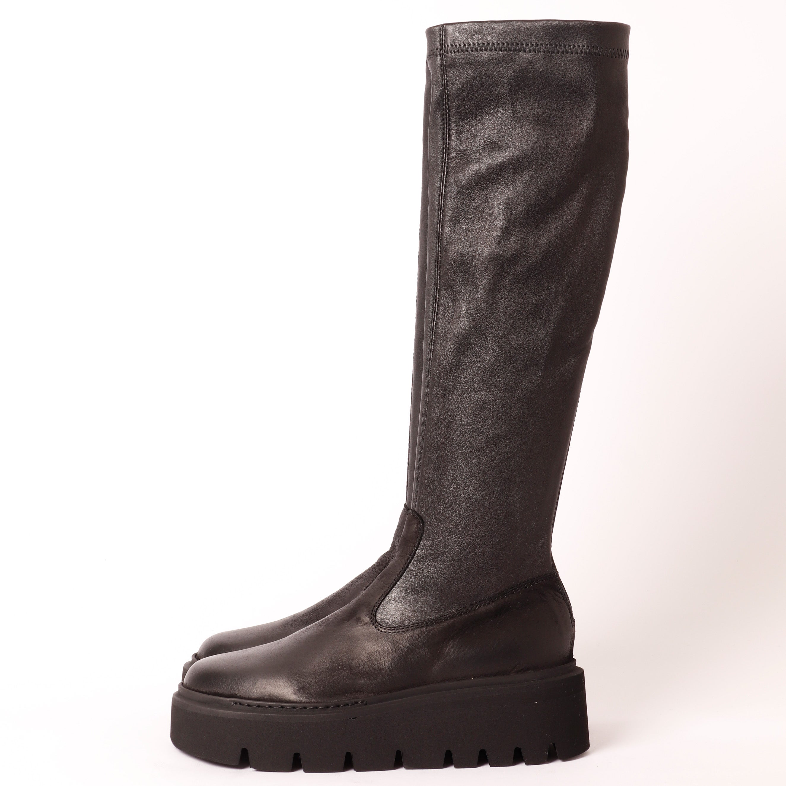 Lofina Boots Long Under-Knee Boots with Stretch Skin & Back Zipper