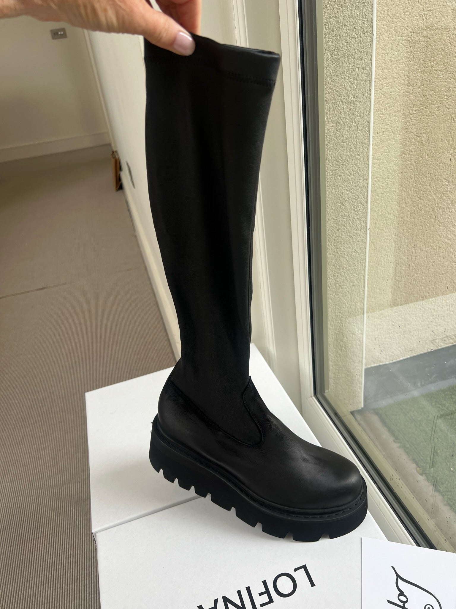 Lofina Footwear Lofina Leather Nappa Knee high Boot in black