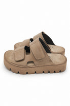 Lofina Sandals Lofina Velcro Strap Platform Slide in Gasoline Malto