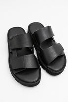 Lofina Sandals Lofina Velcro Strap Platform Slide in Gasoline Nero