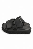 Lofina Sandals Lofina Velcro Strap Platform Slide in Gasoline Nero