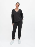Majestic Filatures Sweater V Neck Long Sleeve Sweatshirt in Anthracite Heather