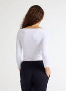 Majestic Filatures T-Shirt Adele Boat Neck 3/4 Sleeve Tee in White