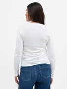Majestic Filatures T-Shirt Ally Round Neck Long Sleeve Tee in White