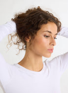 Majestic Filatures T-Shirt Ally Round Neck Long Sleeve Tee in White