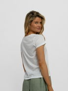 Majestic Filatures Top Patty V Neck Tee In Soft White