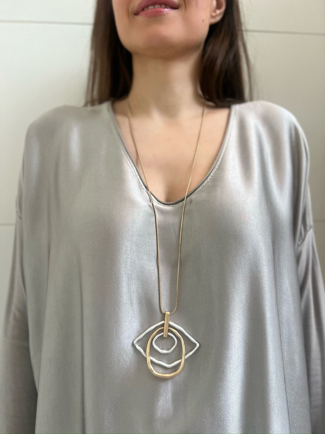Nouvelle Jewellery Long Evil Eye Necklace Silver and Gold
