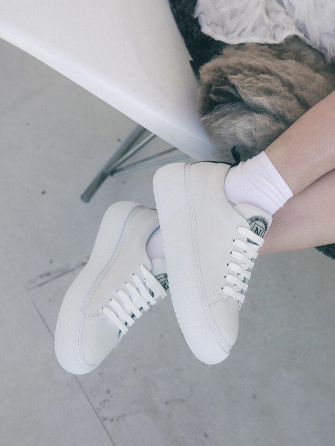 Nude of Scandinavia Shoes Hedda Lace-Up Sneakers in White From Nude of Scandinavia
