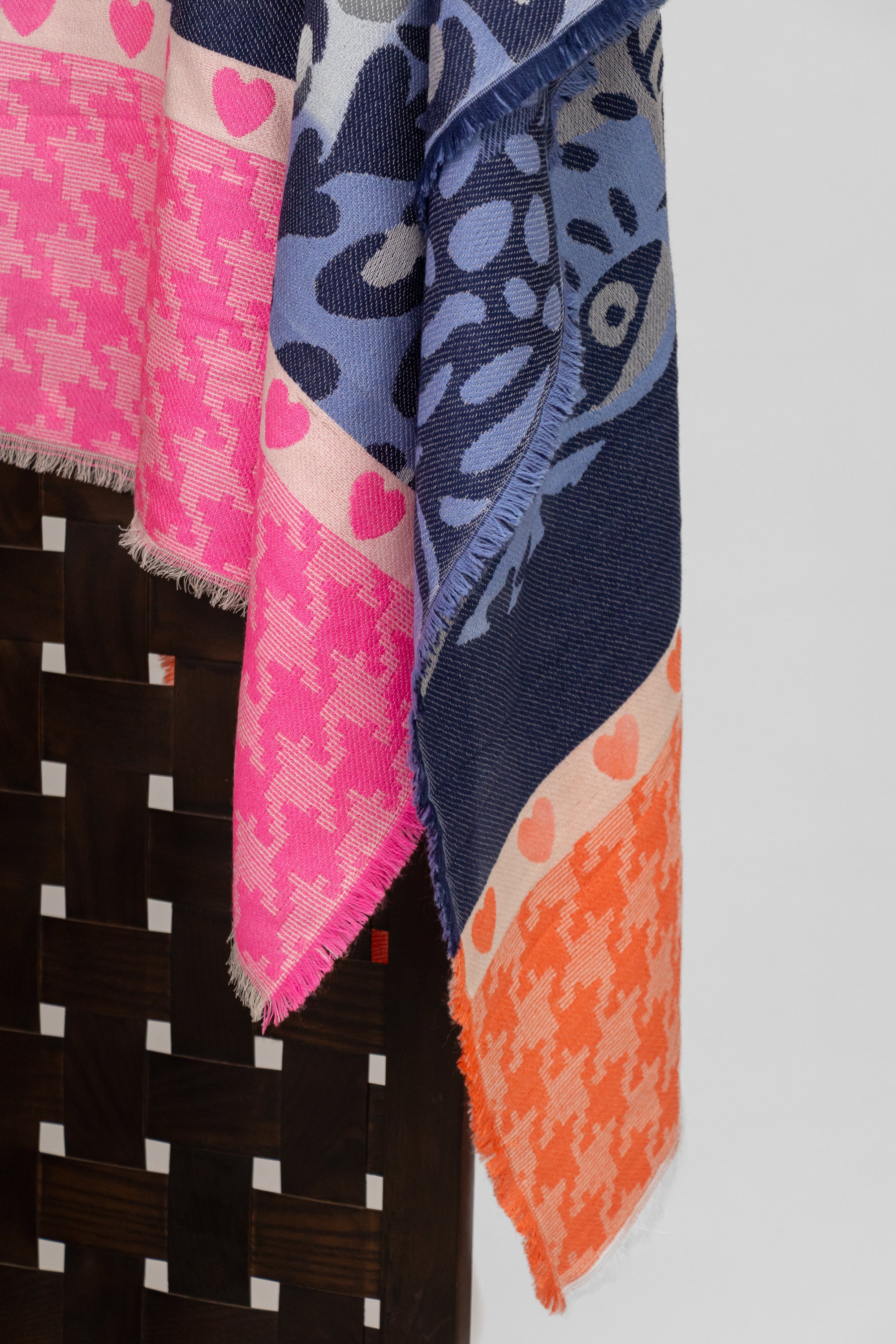 Ombré London Scarf One Size Classic French Navy with Orange & Pink Trim