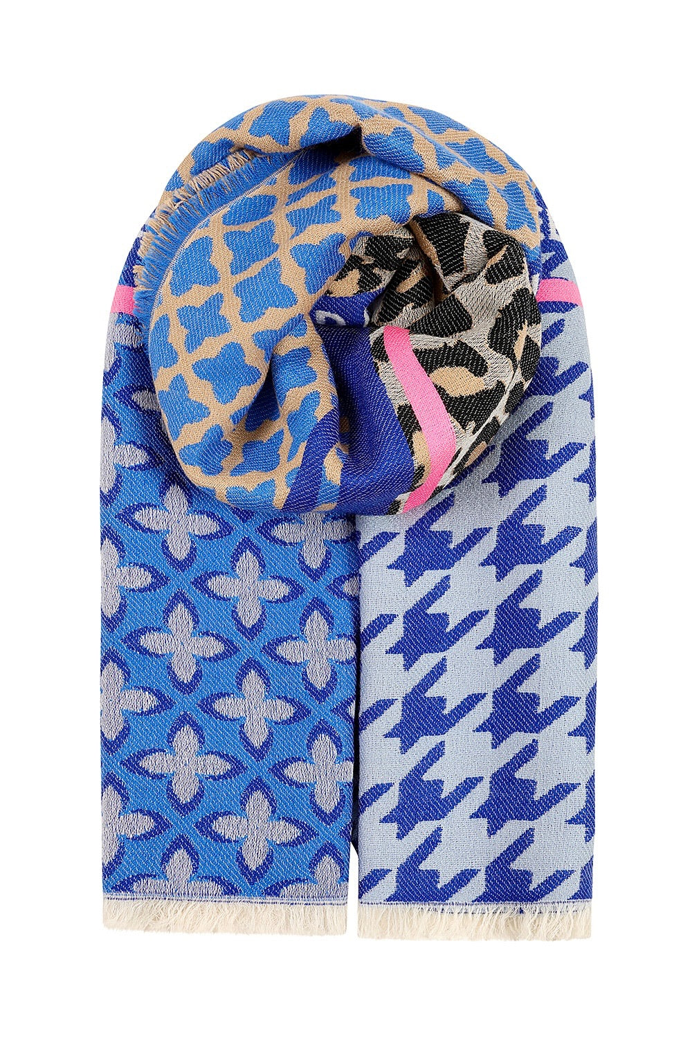 Ombré London Scarf One Size Wilde & Free Blue Tartan with Pink