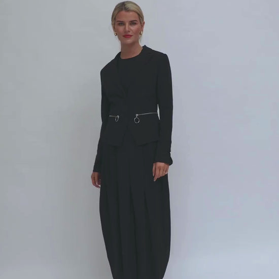 Jane lusaka Milano jacket in black diffusion by Kate silver zips long sleeves v neck