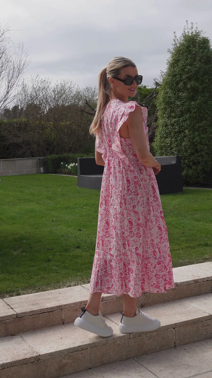 Marcia Cotton Dress In Pink Print