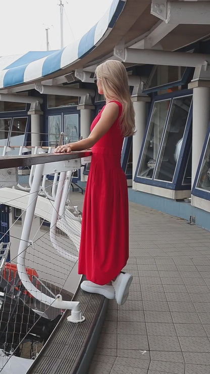 Jackie Sleeveless Structured Dress In Red From Jane Lushka