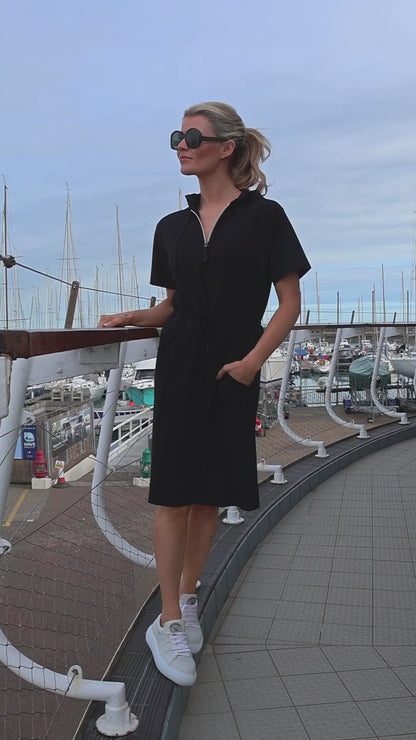 Evi Sporty Hoody Short Dress In Black From Jane Lushka