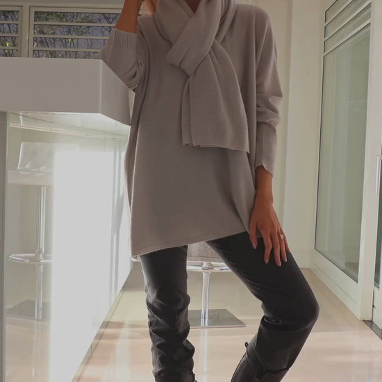 Cashmere By Kate Knitwear One Size Cashmere By Kate Travel Wrap In Maison Grey large scarf diffusion by Kate Irish knitwear knit 