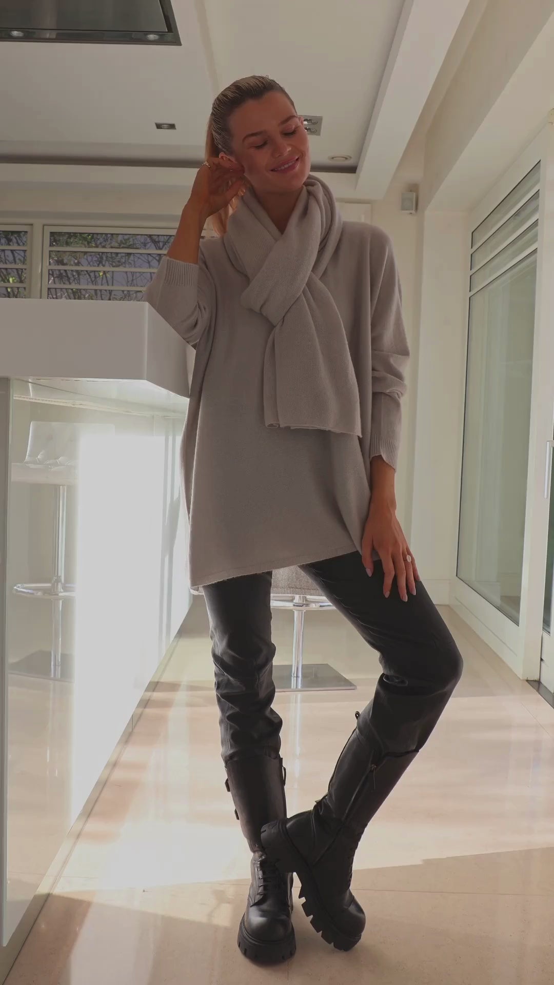 Cashmere By Kate Knitwear One Size Cashmere By Kate Travel Wrap In Maison Grey large scarf diffusion by Kate Irish knitwear knit 