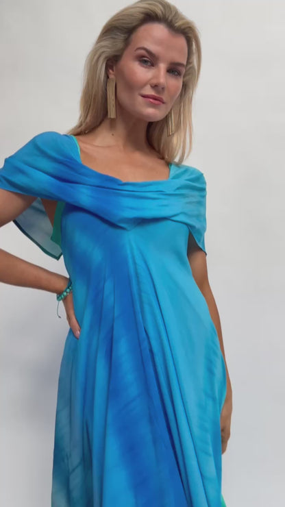 Xenia PAKA Dress in Aqua Blue