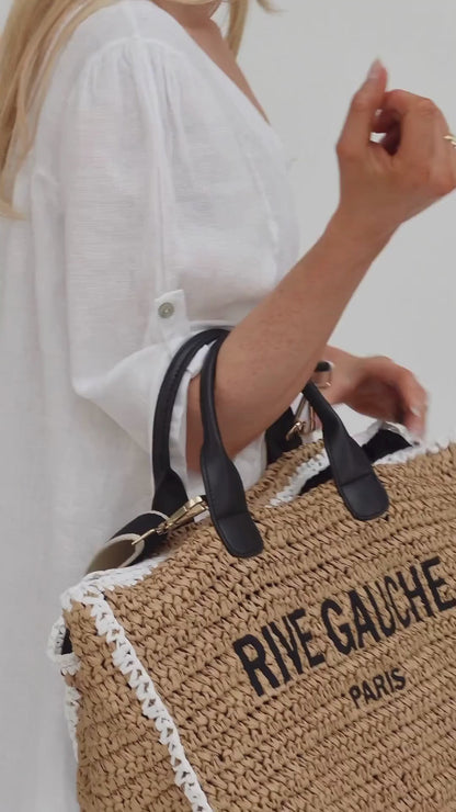 Rive Gauche Raffia Medium Tote