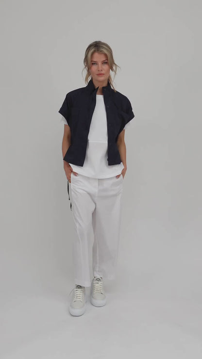Paola Poplin Jacket In Navy From Jane Lushka