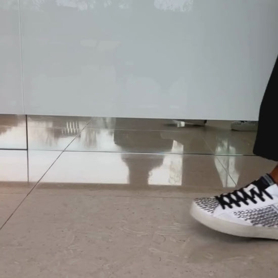 crime sneakers London runner runners spring summer winter autumn diffusion by Kate black silver white metal studs laces 