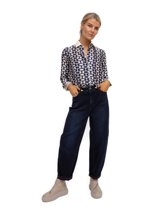 Raffaello Rossi Trousers Raffaello Rossi Hanni O-Shape Trouser In Dark Blue Denim