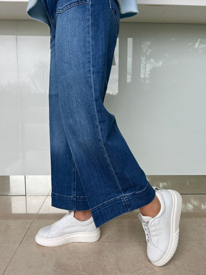 Raffello Rossi Trousers Wide-leg Jeans Cropped Jeans in Blue Denim