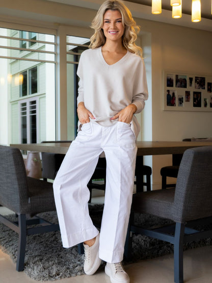 Raffello Rossi Trousers Wide-leg Jeans with Turn-ups in White