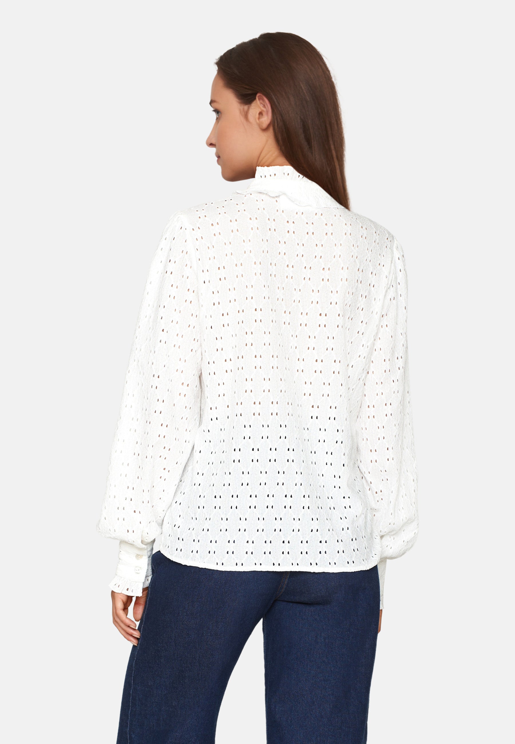 Sisters Point Shirt Sisters Point Eina Edwardian Style Button Top in Pearl White