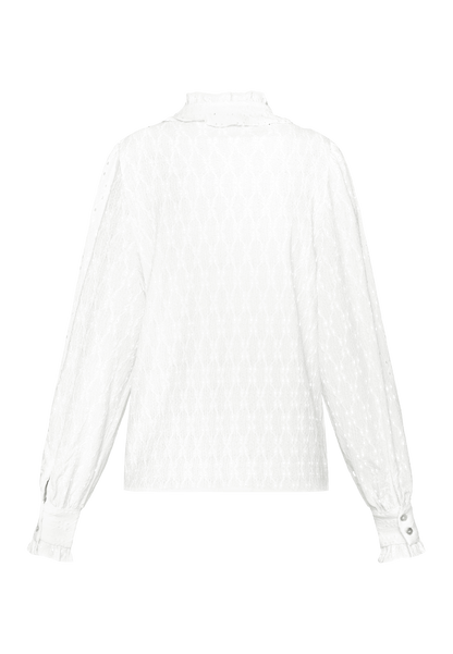 Sisters Point Shirt Sisters Point Eina Edwardian Style Button Top in Pearl White