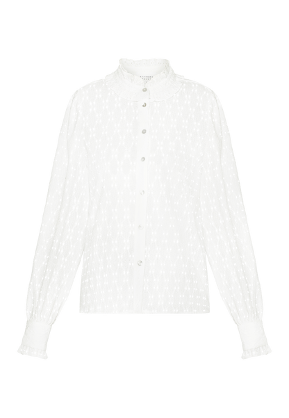 Sisters Point Shirt Sisters Point Eina Edwardian Style Button Top in Pearl White
