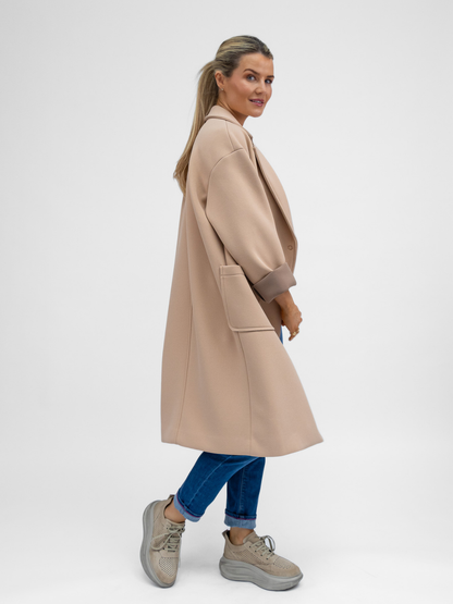 The Italian Collection Coat Scuba Coat In Caramel From The Italian Collection
