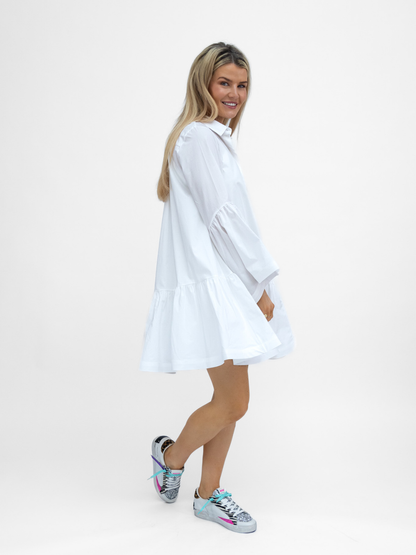 The Italian Collection Dress Chloe Cotton Short Dress In White From The Italian Collection