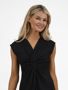 The Italian Collection Dress Knot Front Jersey Midi Dress In Black From The Italian Collection