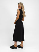 The Italian Collection Dress Knot Front Jersey Midi Dress In Black From The Italian Collection