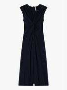 The Italian Collection Dress Knot Front Jersey Midi Dress In Black From The Italian Collection