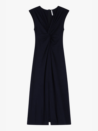 The Italian Collection Dress Knot Front Jersey Midi Dress In Black From The Italian Collection