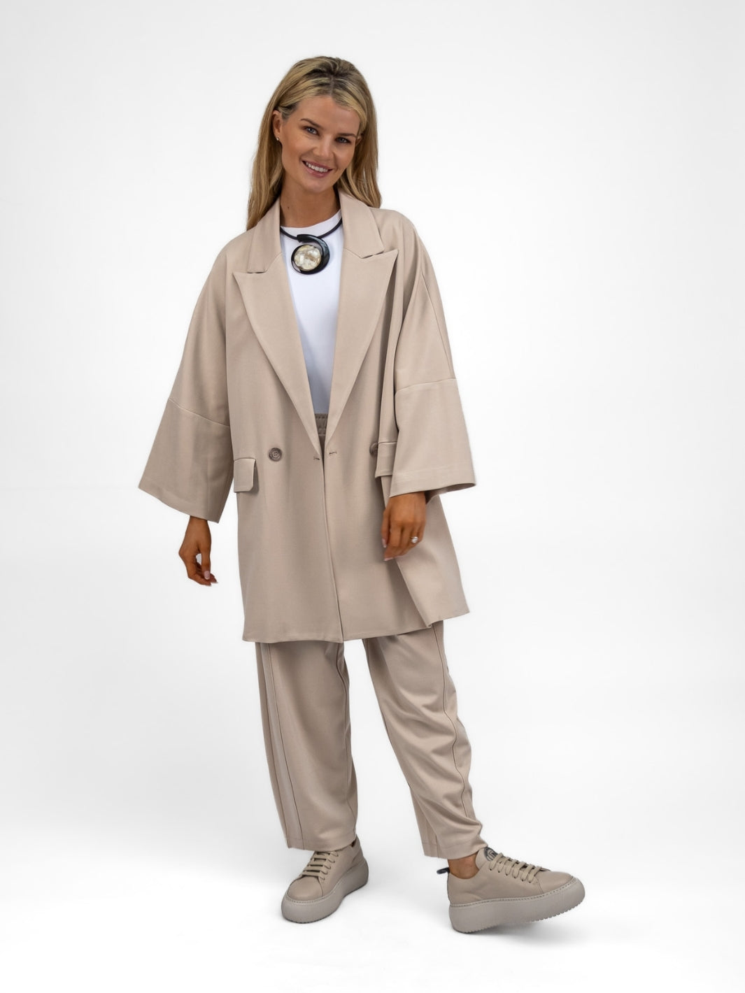 The Italian Collection Jacket Kimono Manteau Jacket In Sand From The Italian Collection