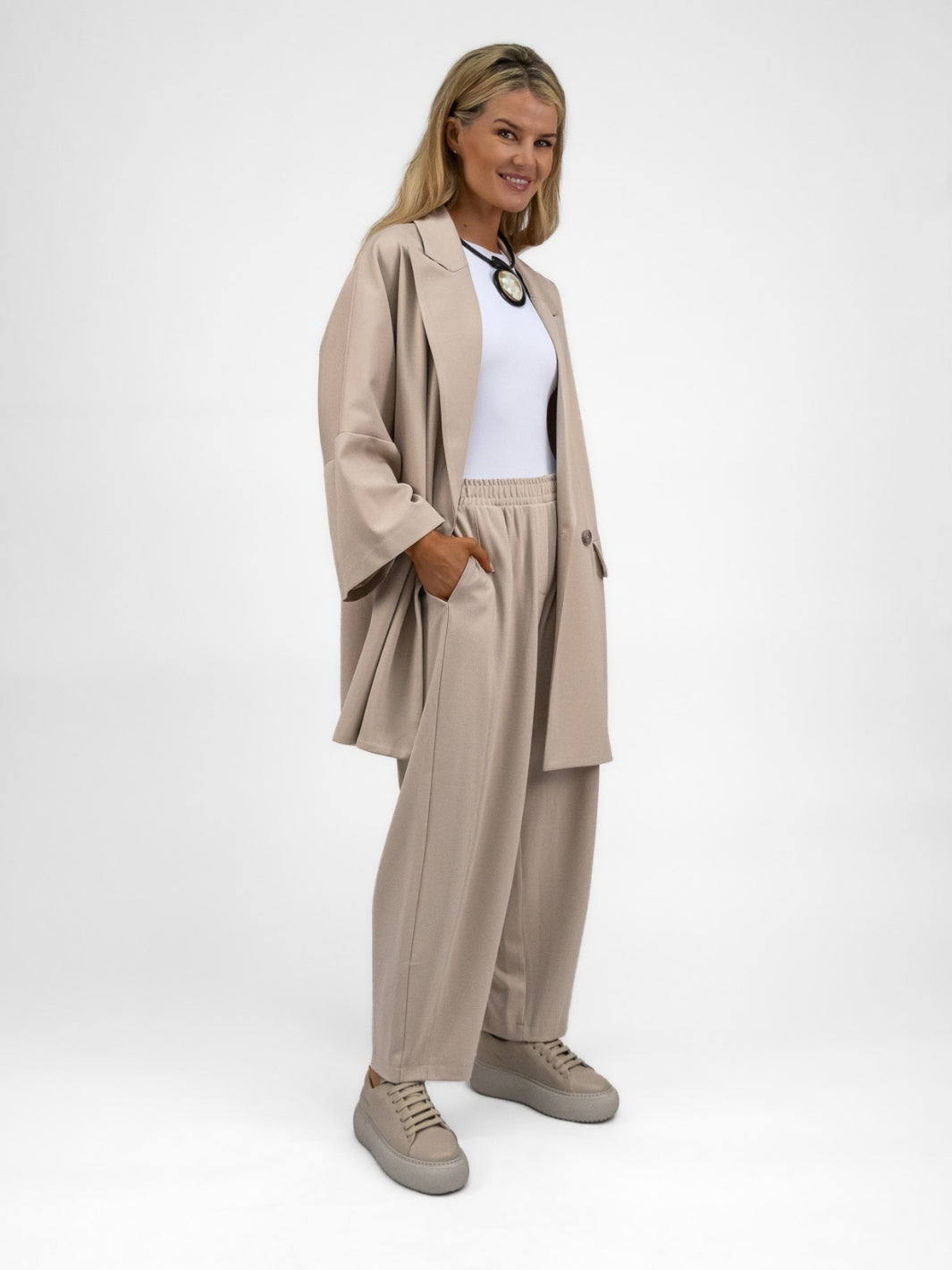 The Italian Collection Jacket Kimono Manteau Jacket In Sand From The Italian Collection