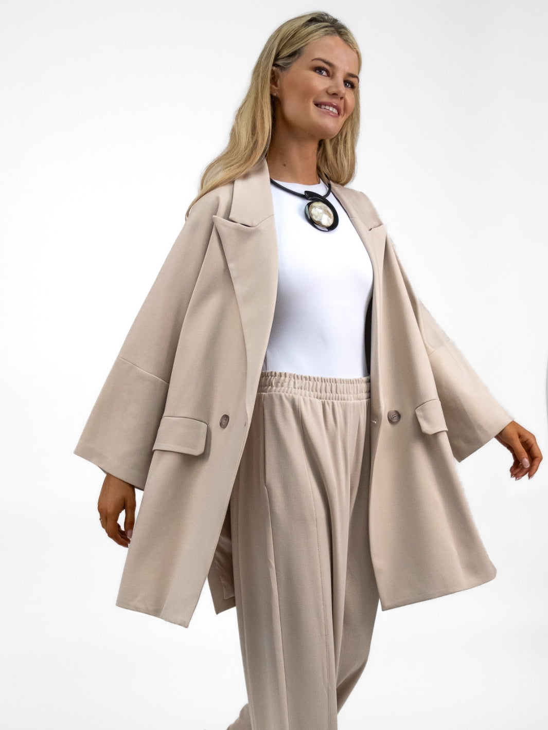 The Italian Collection Jacket Kimono Manteau Jacket In Sand From The Italian Collection