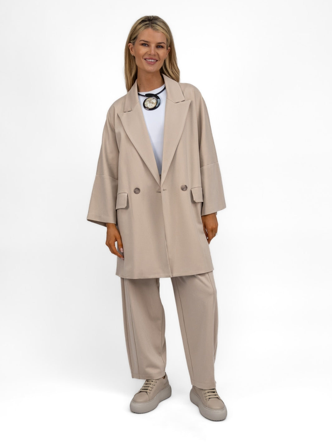 The Italian Collection Jacket Kimono Manteau Jacket In Sand From The Italian Collection