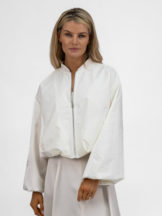 The Italian Collection Jacket Satin Bomber Jacket In Champagne From The Italian Collection