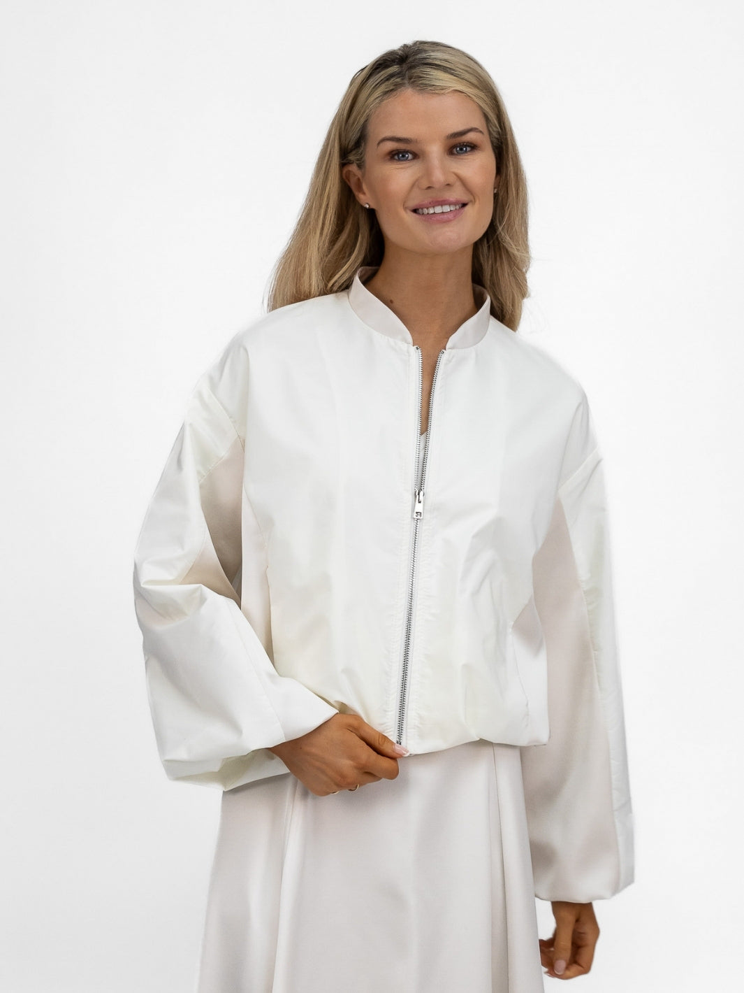 The Italian Collection Jacket Satin Bomber Jacket In Champagne From The Italian Collection