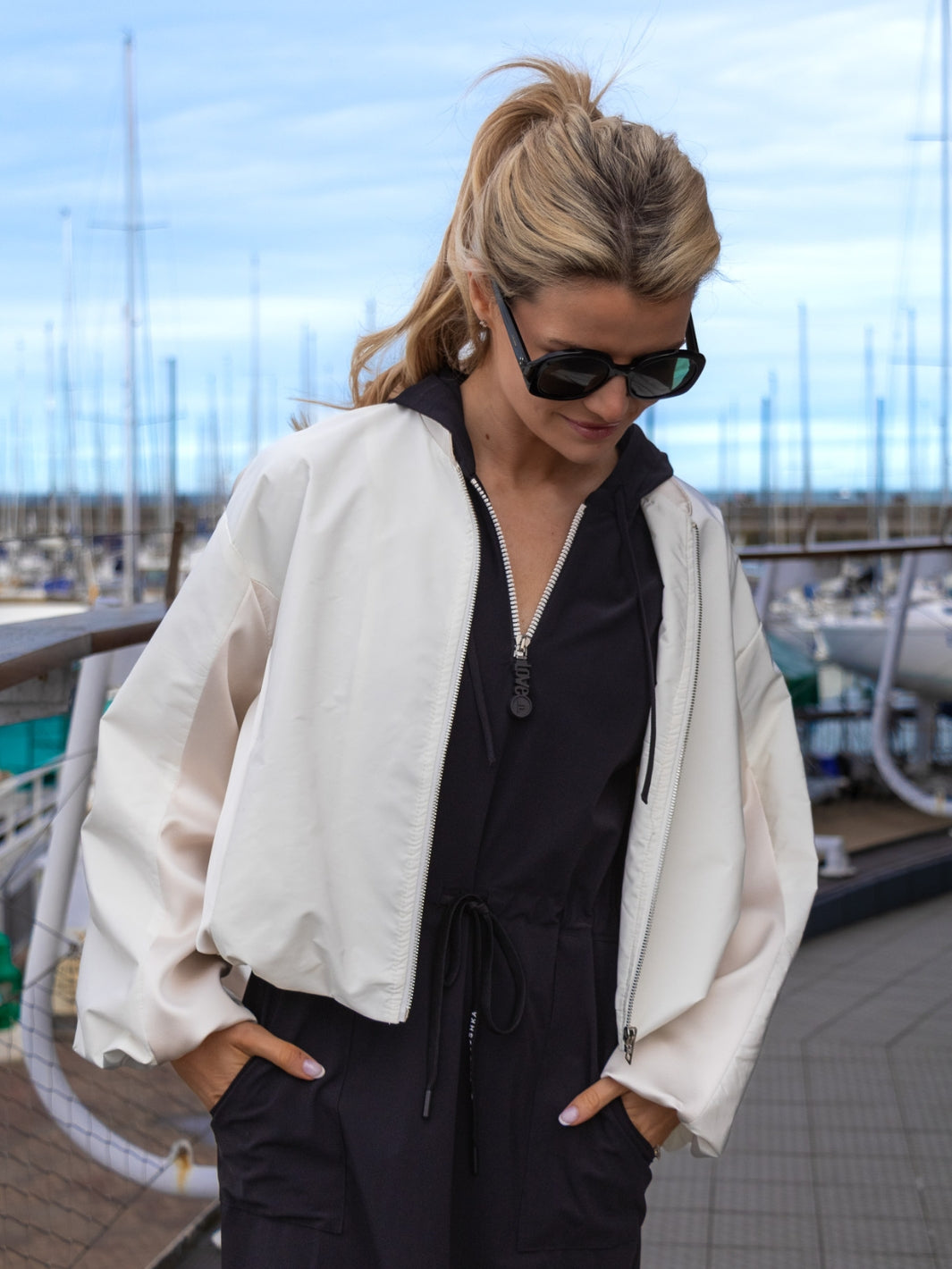 The Italian Collection Jacket Satin Bomber Jacket In Champagne From The Italian Collection