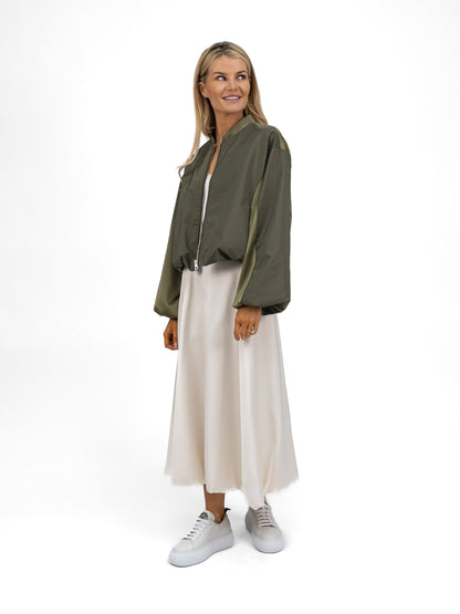 The Italian Collection Jacket Satin Bomber Jacket In Khaki From The Italian Collection